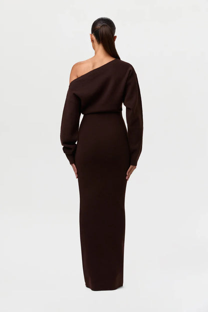 Knit Off-Shoulder Maxi Dress
